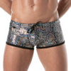Silberne verführerische Badehose mit metallischem Glanz von TOF Paris