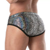 Silberne glänzende Swim Briefs für den exklusiven Pool Auftritt von TOF Paris – Ansicht 4
