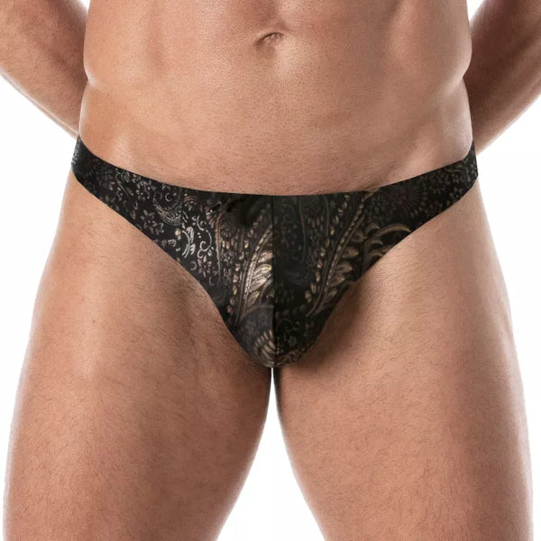 Goldener Splendid Swim Thong mit luxuriösem Glanz Effekt von TOF Paris