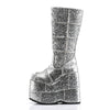 STACK-301 Plateau Stiefel - Glitter Silber | DemoniaCult