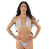 Weißes verführerisches Vollstrass String Bikini Set von Pleaser Dancewear