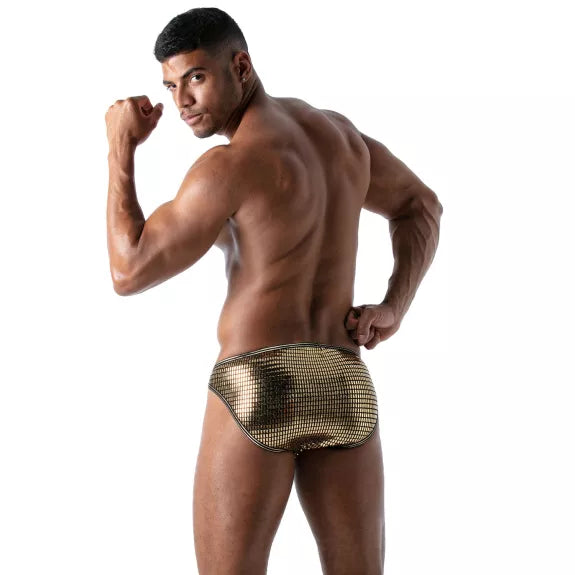 Bikini Briefs mit Glitzer & weichem Baumwoll-Futter - Gold | TOF Paris