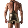 Body Singlet mit Glitzerstoff, elastischen Trägern & Taschen - Gold | TOF Paris