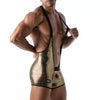 Body Singlet mit Glitzerstoff, elastischen Trägern & Taschen - Gold | TOF Paris