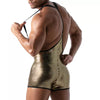 Body Singlet mit Glitzerstoff, elastischen Trägern & Taschen - Gold | TOF Paris