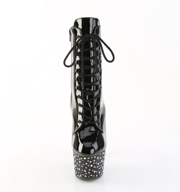 STARDANCE-1020 Plateau Stiefeletten Schwarz Lack | Pleaser