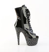STARDANCE-1021 Plateau Stiefeletten Schwarz Lack Peeptoe | Pleaser