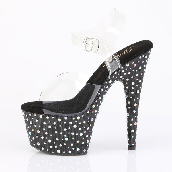 STARDANCE-708 Plateau Sandaletten Schwarz mit Glitzersteinen | Pleaser