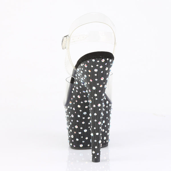 STARDANCE-708 Plateau Sandaletten Schwarz mit Glitzersteinen | Pleaser