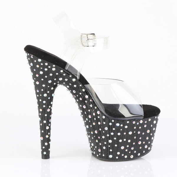 STARDANCE-708 Plateau Sandaletten Schwarz mit Glitzersteinen | Pleaser