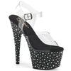 STARDANCE-708 Plateau Sandaletten Schwarz mit Glitzersteinen | Pleaser
