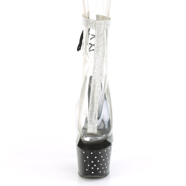 STARDUST-1018C-2RS Plateau Stiefeletten Schwarz/Transparent | Pleaser
