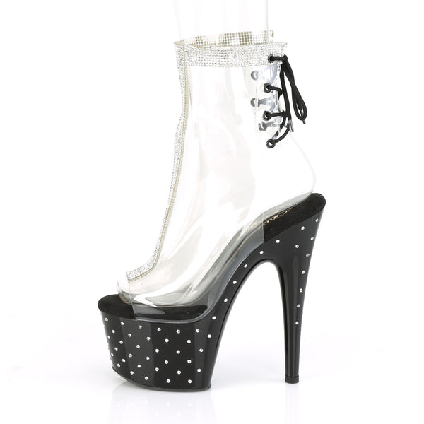 STARDUST-1018C-2RS Plateau Stiefeletten Schwarz/Transparent | Pleaser