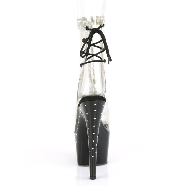 STARDUST-1018C-2RS Plateau Stiefeletten Schwarz/Transparent | Pleaser