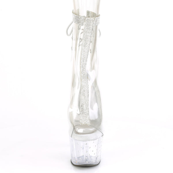 STARDUST-1018C-2RS Plateau Stiefeletten klar/transparent | Pleaser
