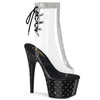 STARDUST-1018C-2RS Plateau Stiefeletten Schwarz/Transparent | Pleaser