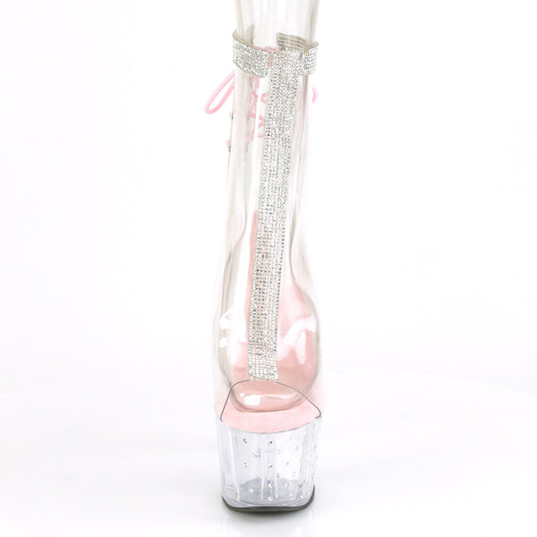 STARDUST-1018C-2RS Plateau Stiefeletten - Pink/Transparent | Pleaser