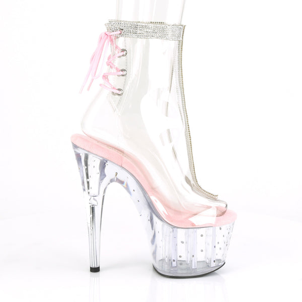 STARDUST-1018C-2RS Plateau Stiefeletten - Pink/Transparent | Pleaser