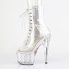 STARDUST-1021C-7 - Plateau Stiefeletten - Transparent mit Strass | Pleaser