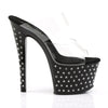 STARDUST-702 Plateau Pantoletten Schwarz/Transparent | Pleaser