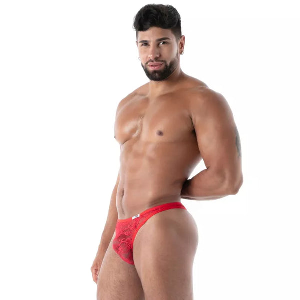 Roter Fluid Lace-String von TOF Paris