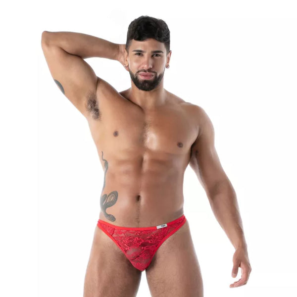 Roter Fluid Lace-String von TOF Paris – Ansicht 3