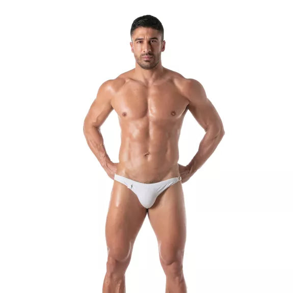 Herren Badebriefs mit seitlicher Kettendetail - Eleganter Look, Weiß | TOF Paris