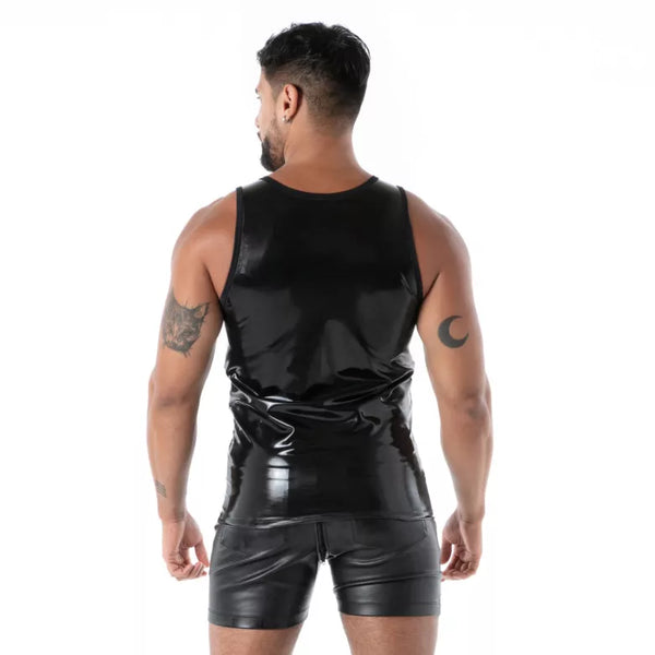 Schwarzes Tank Top im Latex Second Skin Designer Look von TOF Paris – Ansicht 2