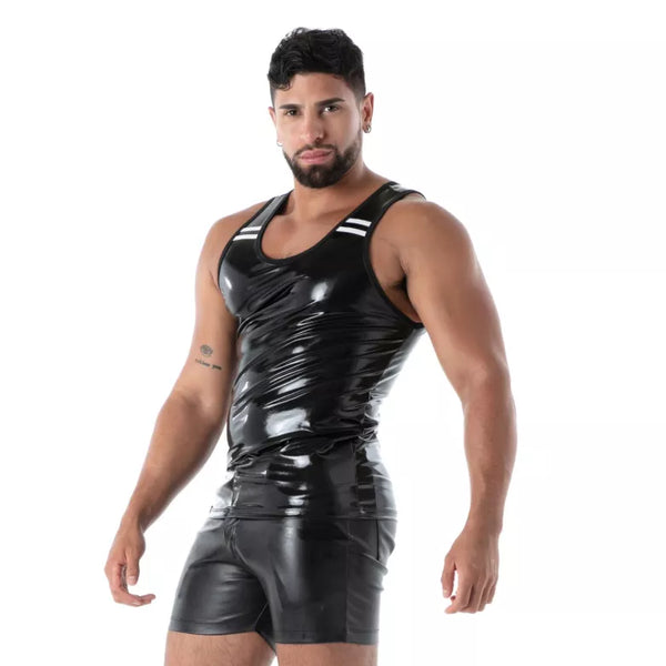 Schwarzes Tank Top im Latex Second Skin Designer Look von TOF Paris – Ansicht 3