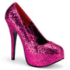 TEEZE-06GW Plateau Pumps Glitter Hot Pink | Pleaser Pink Label SALE