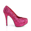 TEEZE-06GW Plateau Pumps Glitter Hot Pink | Pleaser Pink Label SALE