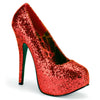 TEEZE-06GW Plateau Pumps | Glitter Rot (Weit) | Pleaser Pink Label