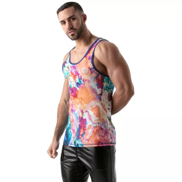 Multifarbenes verführerisches Tanktop mit künstlerischem Druck von TOF Paris – Ansicht 4