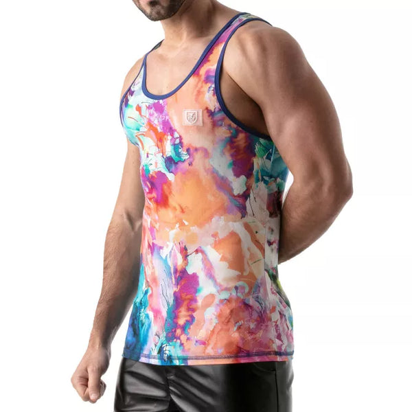 Multifarbenes verführerisches Tanktop mit künstlerischem Druck von TOF Paris – Ansicht 2