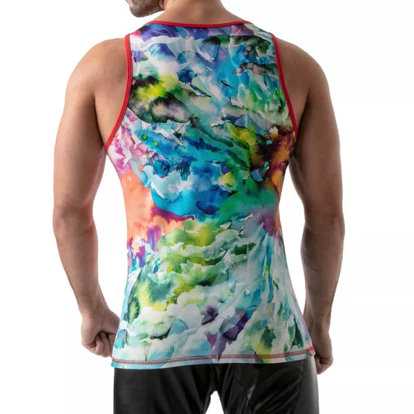 Buntes schimmerndes Tanktop im Aquarell Look für wilde Partynächte von TOF Paris – Ansicht 3