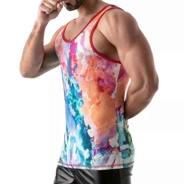 Buntes schimmerndes Tanktop im Aquarell Look für wilde Partynächte von TOF Paris – Ansicht 2