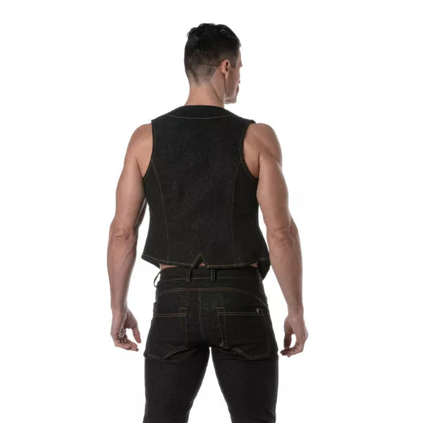 Schwarze Urban Jean Chain-Weste von TOF Paris – Ansicht 4