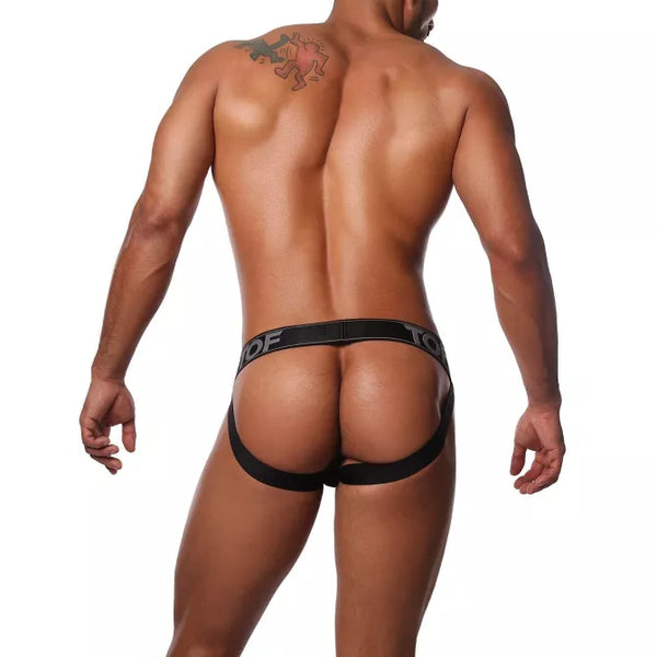 Schwarzer verführerischer Jockstrap aus sinnlichem Samtstoff von TOF Paris – Ansicht 6