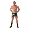 Vinyl Shorts Herren - Mid-Thigh mit 5 praktischen Taschen, glänzend, Schwarz | TOF Paris