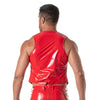 Weste mit Kette - Rotes Vinyl, auffälliger Look, Premium-Qualität | TOF Paris
