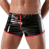 Vinyl Fetish Shorts Herren - Stretch, Reflektierend & Verstellbar, Schwarz - Rot | TOF Paris