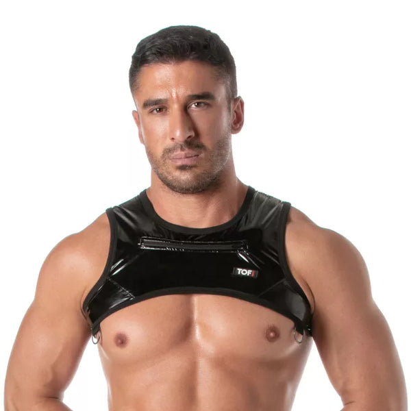 Herren Harness mit Reißverschluss - Sexy, glänzend & praktisch, Schwarz | TOF Paris