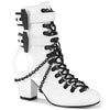 VIVIKA-128 Stiefeletten Weiß Schnürung Sarg Schnallen | DemoniaCult