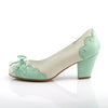 WIGGLE-17 Pumps Weiß/Grün | Pin Up Couture