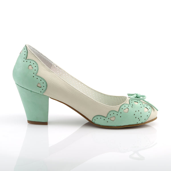 WIGGLE-17 Pumps Weiß/Grün | Pin Up Couture