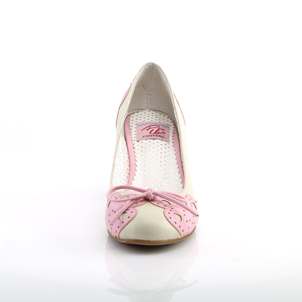 WIGGLE-17 Pumps Weiß/Rosa | Pin Up Couture