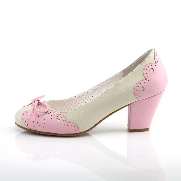 WIGGLE-17 Pumps Weiß/Rosa | Pin Up Couture