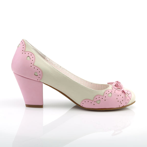 WIGGLE-17 Pumps Weiß/Rosa | Pin Up Couture