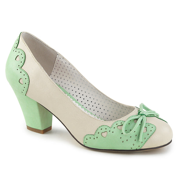 WIGGLE-17 Pumps Weiß/Grün | Pin Up Couture