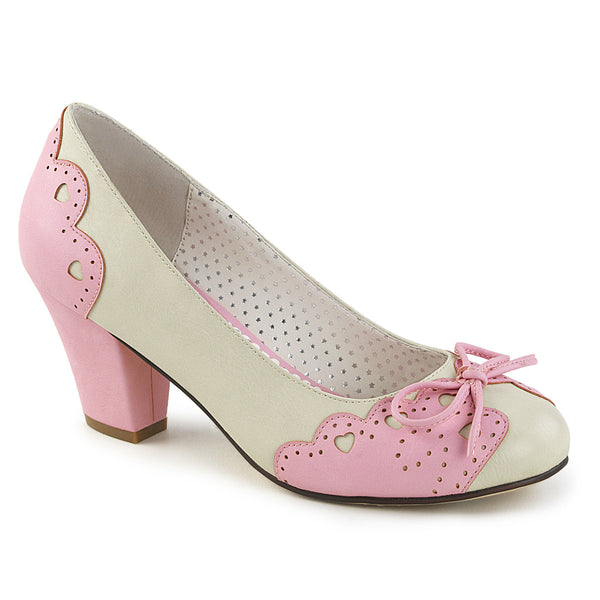 WIGGLE-17 Pumps Weiß/Rosa | Pin Up Couture